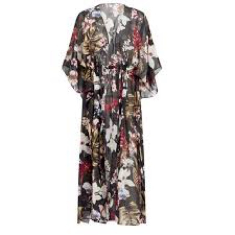 Walter Baker Black Tropical Print Tulum Caftan - Picture 2 of 3